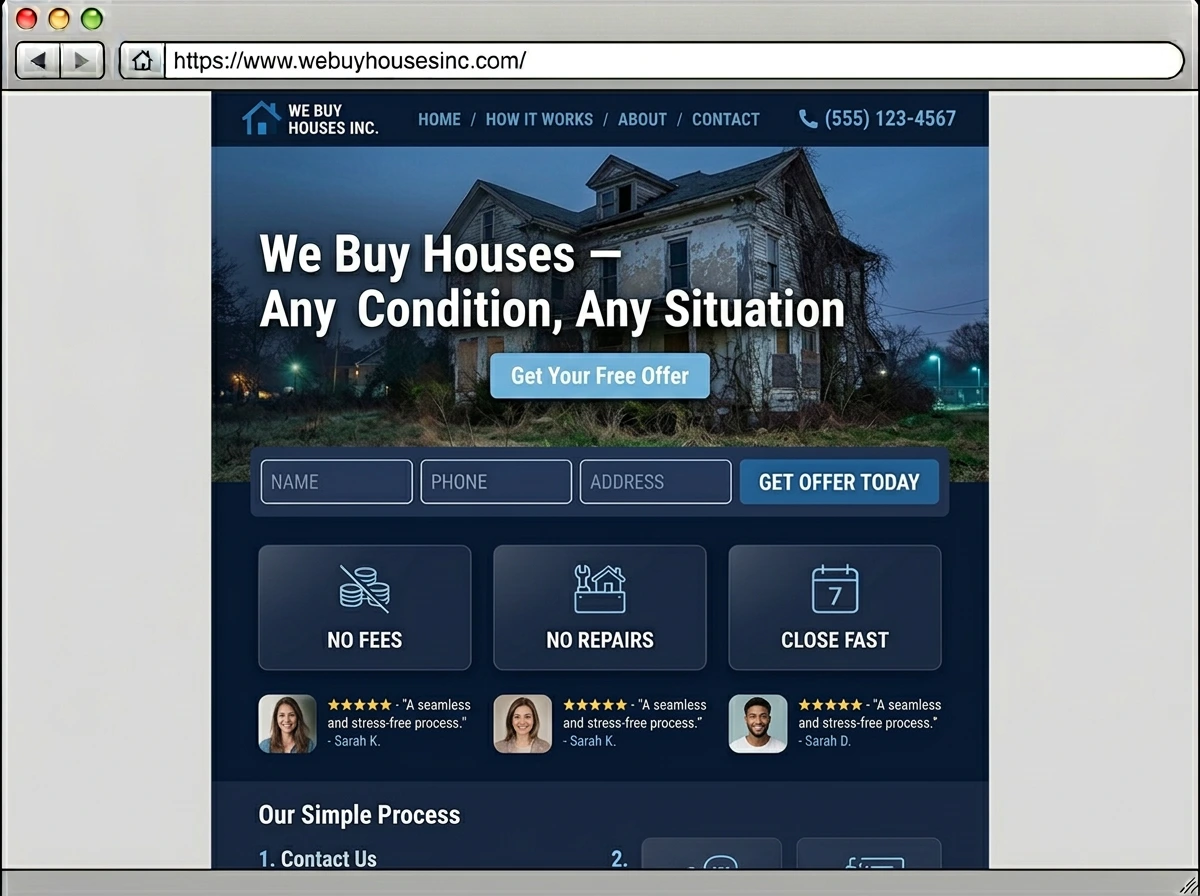 Custom MPower Global landing page with lead capture form and testimonials, built to convert visitors into booked appointments